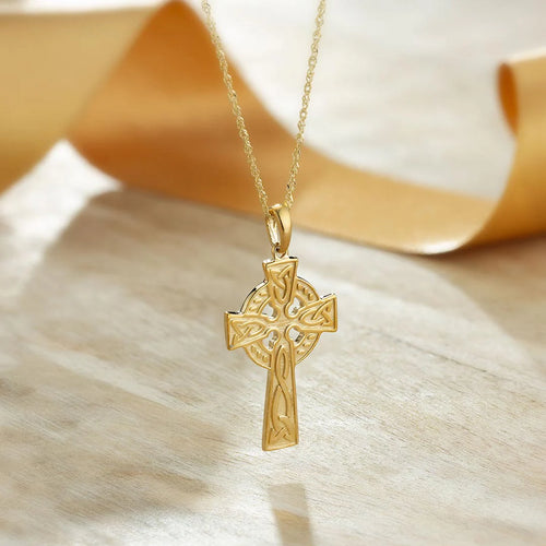 Double Sided Gold Celtic Cross Pendant