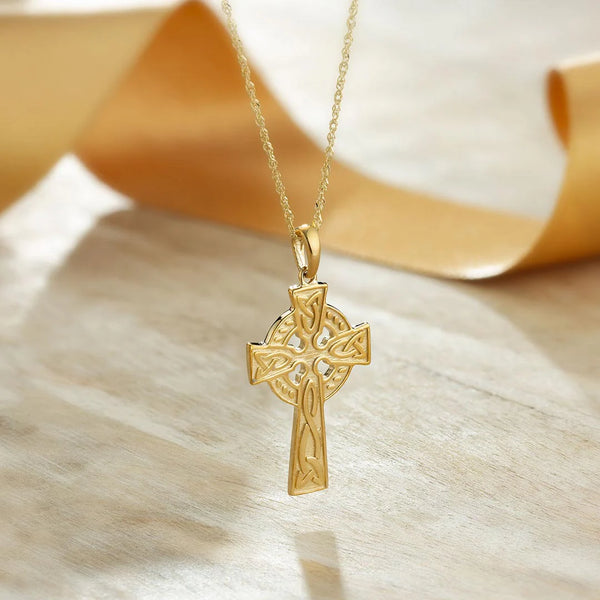Double Sided Gold Celtic Cross Pendant