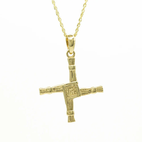 Double Sided Gold St Brigids Cross Pendant