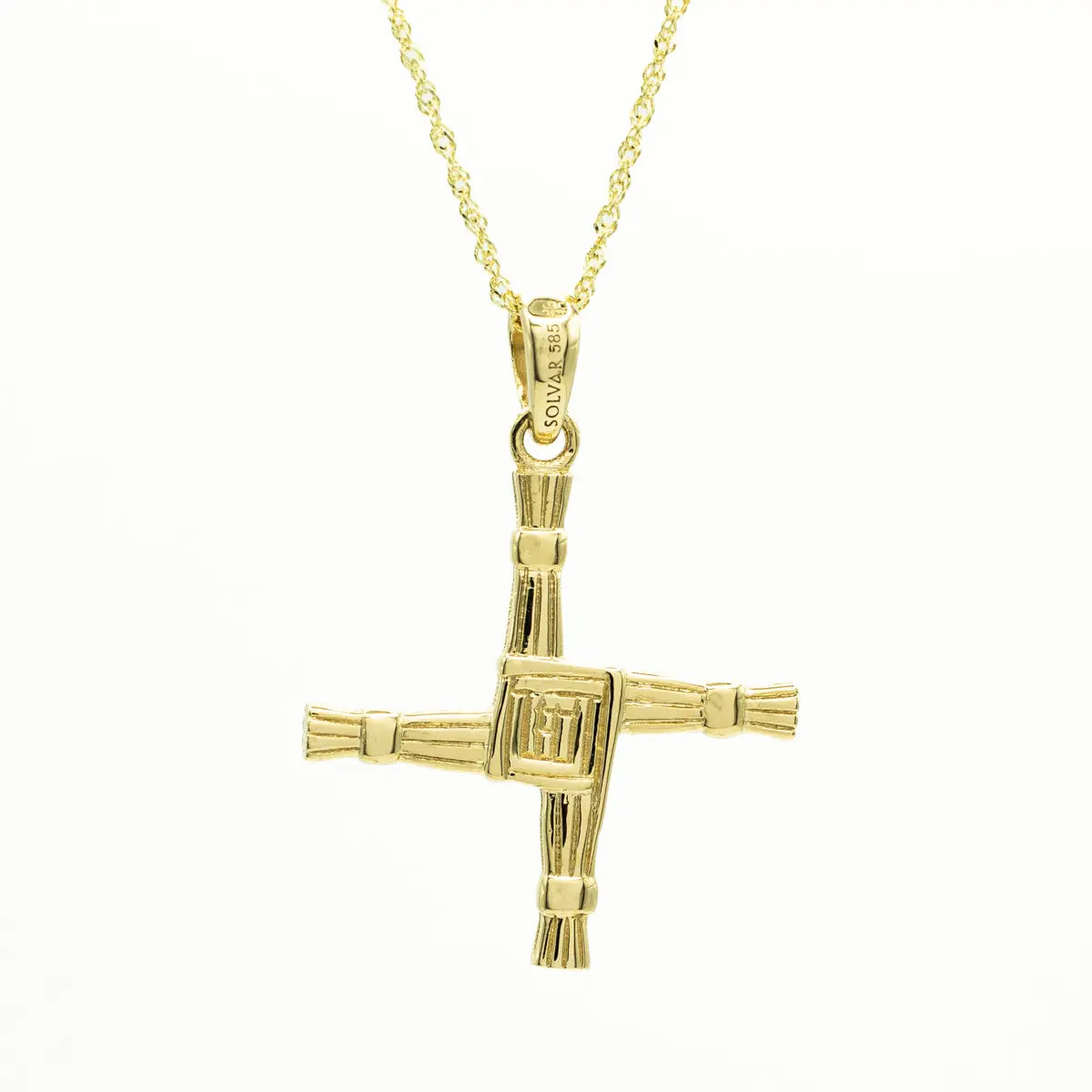 Double Sided Gold St Brigids Cross Pendant – view 4