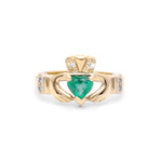 Irish Claddagh Ring with Precious Gemstone Heart And Diamonds