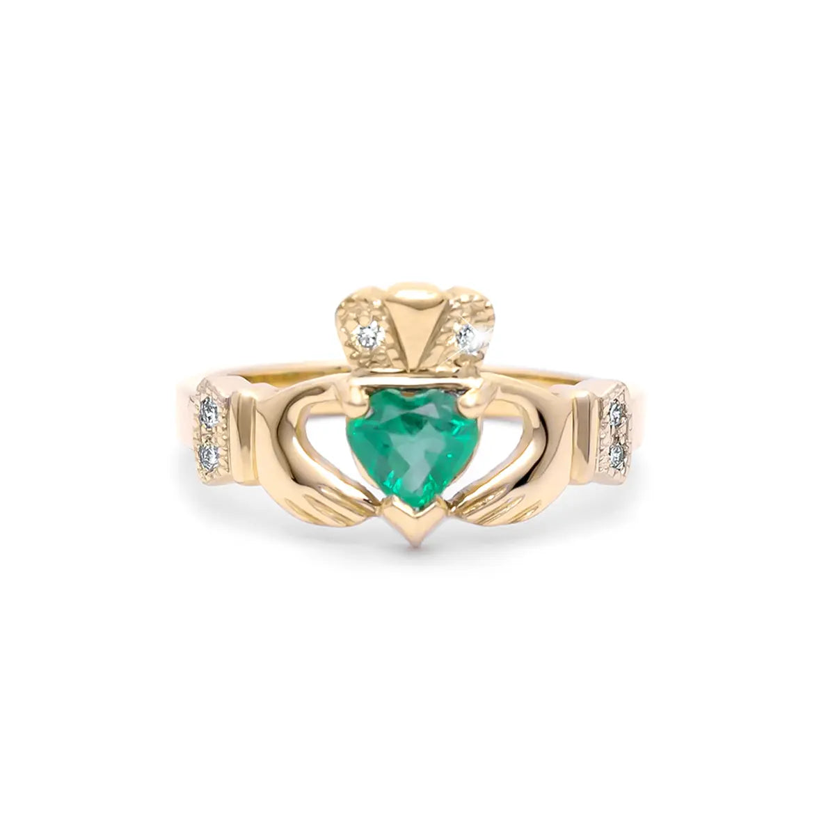 Irish Claddagh Ring with Precious Gemstone Heart And Diamonds
