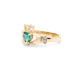 Irish Claddagh Ring with Precious Gemstone Heart And Diamonds