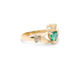 Irish Claddagh Ring with Precious Gemstone Heart And Diamonds