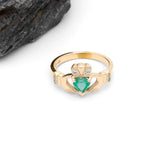 Irish Claddagh Ring with Precious Gemstone Heart And Diamonds