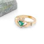 Irish Claddagh Ring with Precious Gemstone Heart And Diamonds