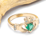Irish Claddagh Ring with Precious Gemstone Heart And Diamonds