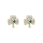 Emerald and Diamond Shamrock Stud Earrings