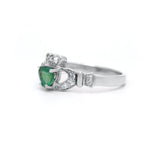Claddagh Engagement Ring with Emerald and Diamonds