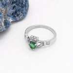 Claddagh Engagement Ring with Emerald and Diamonds