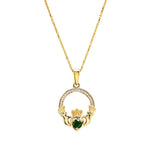 Emerald Diamond Claddagh Pendant