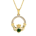 Emerald Diamond Claddagh Pendant