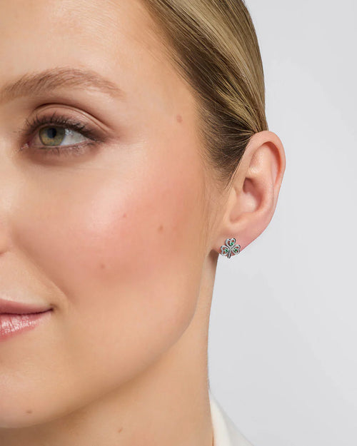 Emerald Shamrock Stud Earrings