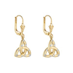 Gold Trinity Knot Drop Earrings With Diamonds
