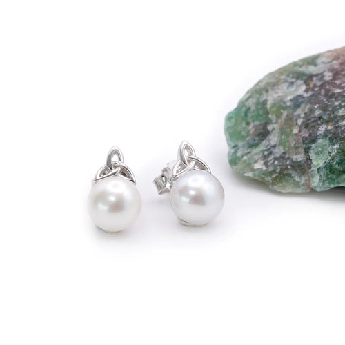 Freshwater Pearl Trinity Knot Earrings