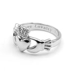 Mens Silver Engraved Claddagh Ring