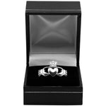Mens Silver Engraved Claddagh Ring