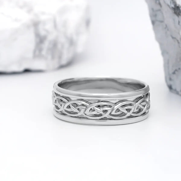 Gents Silver Celtic Knot Wedding Ring