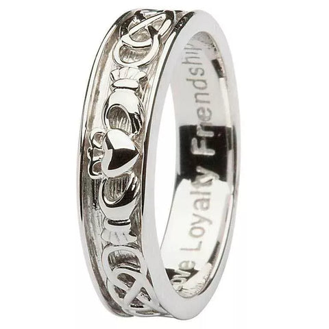 Mens Silver Claddagh Celtic Wedding Ring