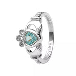 Yellow or White Gold Claddagh Birthstone Ring