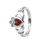 Yellow or White Gold Claddagh Birthstone Ring