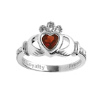 Yellow or White Gold Claddagh Birthstone Ring