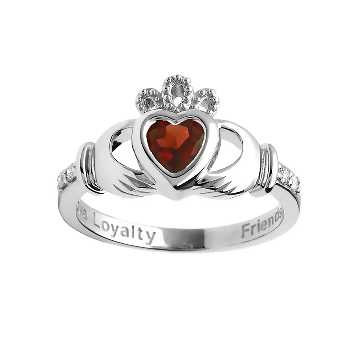 Yellow or White Gold Claddagh Birthstone Ring – view 12