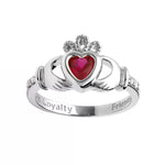 Yellow or White Gold Claddagh Birthstone Ring