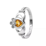 Yellow or White Gold Claddagh Birthstone Ring