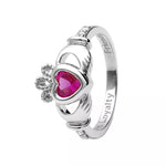 Yellow or White Gold Claddagh Birthstone Ring
