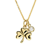 Gold and Lab-Diamond Shamrock Necklace