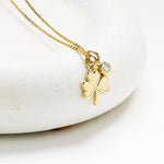Gold and Lab-Diamond Shamrock Necklace