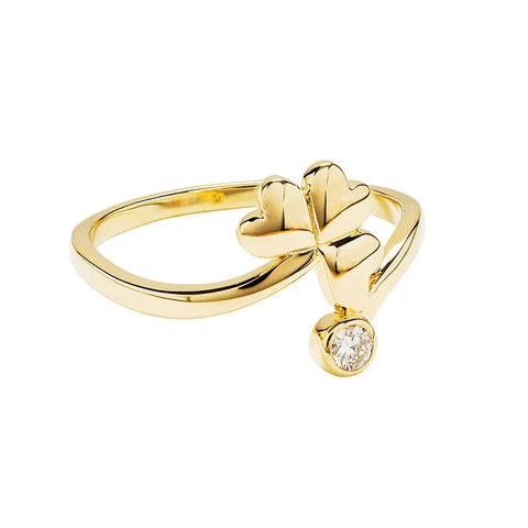 Gold and Lab-Diamond Shamrock Ring