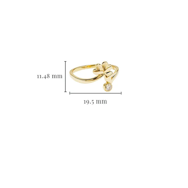 Gold and Lab-Diamond Shamrock Ring