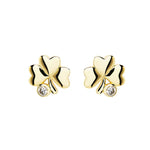 Gold and Lab-Diamond Shamrock Stud Earrings