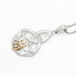 Gold & Silver Claddagh Trinity Knot Pendant Adorned With Diamond