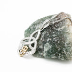 Gold & Silver Claddagh Trinity Knot Pendant Adorned With Diamond