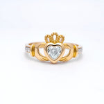 Yellow or White Gold Claddagh Birthstone Ring