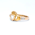 Yellow or White Gold Claddagh Birthstone Ring