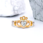 Yellow or White Gold Claddagh Birthstone Ring