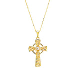 Gold Celtic Cross Necklace with Lab Diamond