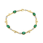 Gold Claddagh Bracelet  With Lab Emeralds and Lab Diamonds