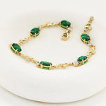 Gold Claddagh Bracelet  With Lab Emeralds and Lab Diamonds