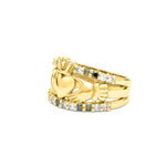 Claddagh Ring With White And Green Diamonds