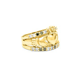Claddagh Ring With White And Green Diamonds