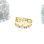 Claddagh Ring With White And Green Diamonds