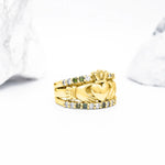 Claddagh Ring With White And Green Diamonds