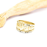 Claddagh Ring With White And Green Diamonds