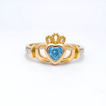 Yellow or White Gold Claddagh Birthstone Ring