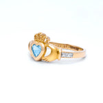 Yellow or White Gold Claddagh Birthstone Ring